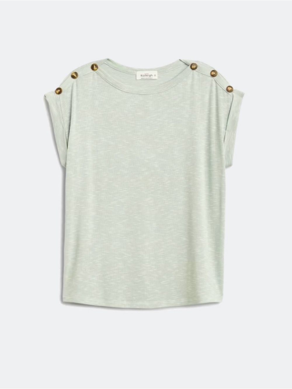 Kaileigh Mercy Light Sage Button-Shoulder Knit Short Sleeve Top - Picture 2 of 9